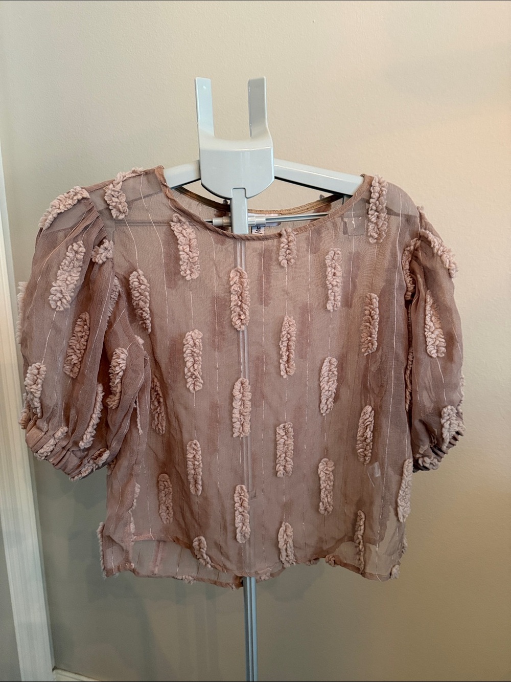 Yuni Los Angeles Sheer taupe blouse